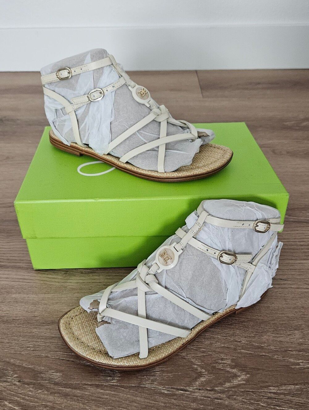 Sam Edelman Gwen Ivory Leather Strappy Gladiator Sandals Size 5.5